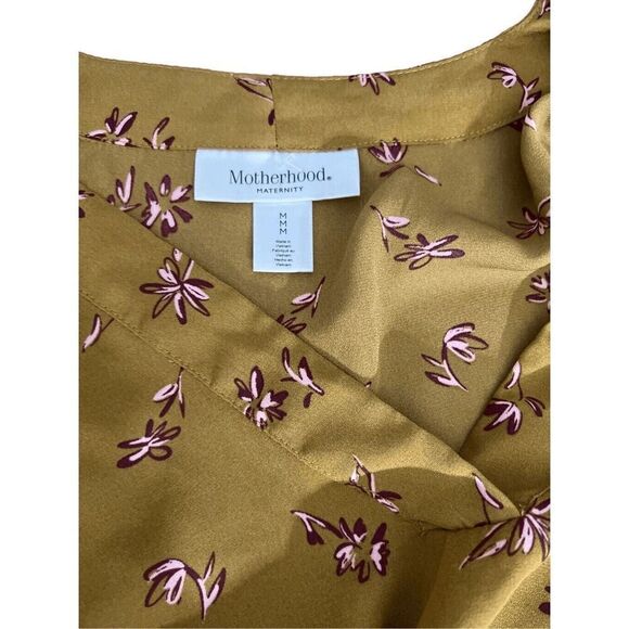 Motherhood Maternity Summer Blouse Top Size M Roll Sleeve Floral Yellow - Picture 6 of 7